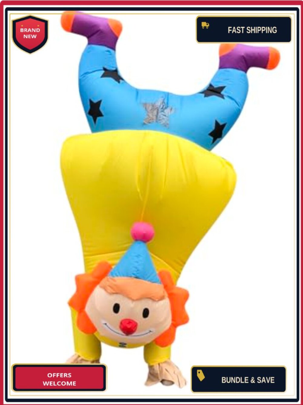 Adult Inflatable Clown Costume Blow Up Suit for Halloween Cosplay